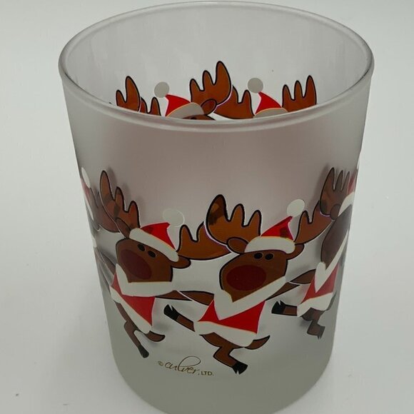 Culver Other - Culver Frosted Dancing Reindeer Old Fashion Low Ball Glass #12122